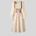thumbnail image 4 of Vestido de princesa con mangas abullonadas, encaje, manga larga, lazo, estampado floral, cintura ceñida, vestido de poliéster para niña, 4 of 6