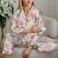 thumbnail image 6 of Honeii Tropical Pitaya print Women's Pajama Sets Long Sleeve Button Down Sleepwear Nightwear Soft Pjs Lounge Sets-X-Large, 6 of 7