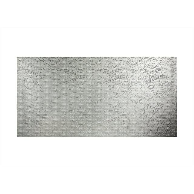 FASÄDE Easy Installation Damask Crosshatch Silver Wall Panel (4' x 8' Panel)