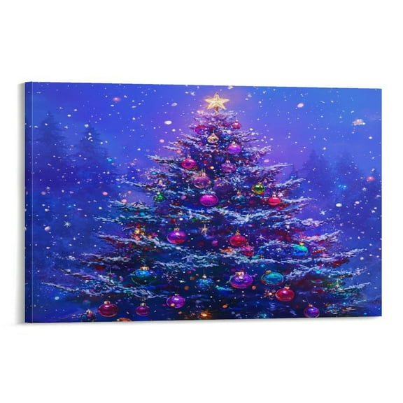 Canvas Prints Beautiful Christmas Tree Pattern Canvas Wall Art Christmas Holiday Decor Poster Wall Art Decor Print 08x12inch Pictures Wall Decorations for Bedroom Framed Artwork
