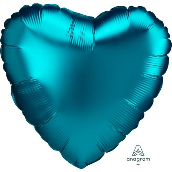 18 inch Heart- Satin Luxe Aqua Anagram Foil Mylar Balloon - Party Supplies Decorations