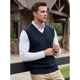 thumbnail image 4 of INSPIRE CHIC Men's Casual Pullover V-Neck Solid Lightweight Cable Knit Sweater Vest M Navy Blue, 4 of 6