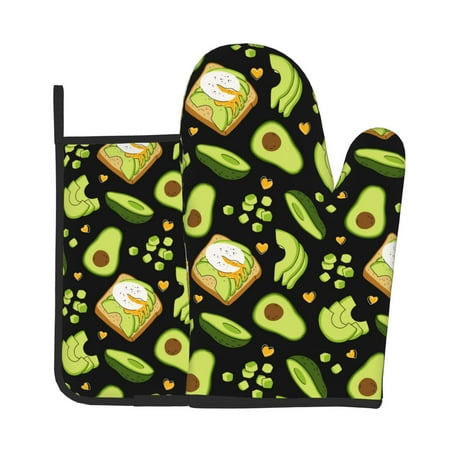 

Vsdgher Avocado Toast Oven Mitts and Pot Holders 2 pcs Set High Heat Resistant Kitchen Oven Glove for Baking and Cooking