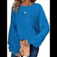 thumbnail image 2 of Suéter Básico Tipo Túnica para Mujer, Talla Grande, Larga, Holgado, Elegante, Cuello Redondo. Azul Real XXL, 2 of 8