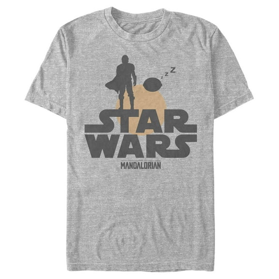 Men's Star Wars: The Mandalorian Bounty Hunter and The Child Silhouette  Graphic Tee Athletic Heather 2X Large