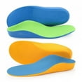 thumbnail image 1 of 2 pairs Kids Orthotic Arch Support Insoles, PU Foam Cushioning Arch Support Shoe Insert for Overpronation Children Toddlers Flat feet, Plantar Fasciitis(17cm)green+yellow, 1 of 5