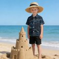 thumbnail image 6 of Dailycode Small Short Sleeve Button Down Shirts Navy Blue and Gold Marble Casual Shirt 3-10 Years, 6 of 9