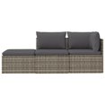 thumbnail image 2 of vidaXL 3 Piece Garden Lounge Set with Cushions Grey Poly Rattan, 2 of 5