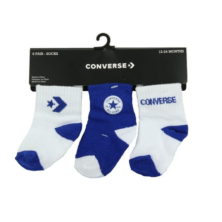 Converse Infant Toddler 6 Pair Pack Socks (Blue (024), 12-24