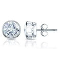 thumbnail image 1 of 14k White Gold Round Moissanite Stud Earrings (4ct TGW, 8.5mm, H-I) Bezel-set, Push-Back by Diamond Wish, 1 of 3