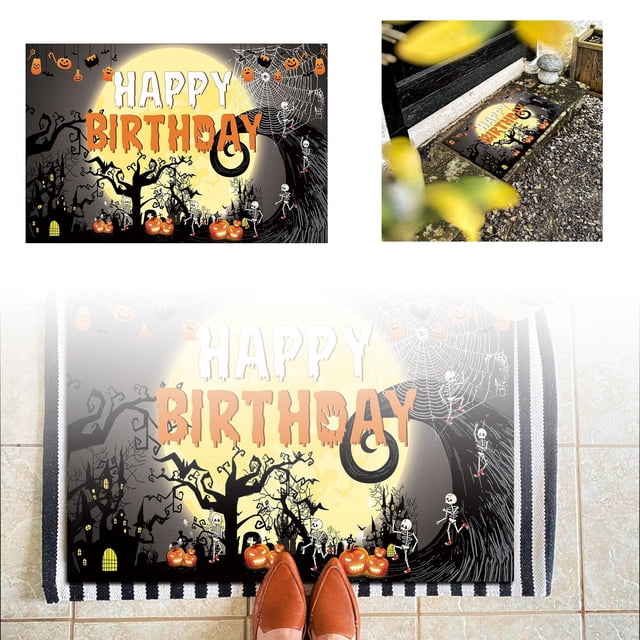 Tema De Halloween 1 Póster Con Logotipo De Tela, Fondo De Pancarta, Calabazas Y Murciélagos De Halloween Para Fondo De Fotomatón De Cumpleaños, Decoración De Fiestas