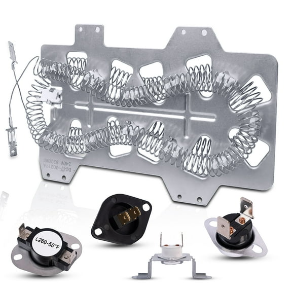 Dryer Heating Element For Samsung DV45H7000EW/A2 DV40J3000EW/A2 DV218AEW/XAA DV219AEW/XAA DV220AEW/XAA DV209AEW/XAA DV210AEW/XAA DV350AEW/XAA DV328AEW/XAA DV5451AEW/XAA DV330AEW With Thermostat Fuse