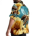 thumbnail image 3 of Starry Bees in the Sky Men's Short Sleeve Printed Button Down Hawaiian Beach Shirts, 3 of 6