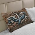 thumbnail image 2 of Ambesonne Nautical Knitted Quilt Pillowcover, Rustic Maritime Anchor Art, 36"x20", Cocoa and Slate Blue, 2 of 2