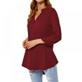 thumbnail image 6 of Newway Women's V Neck Chiffon Blouse 3/4 Sleeve Casual Office Work Shirts Tops Loose Fit Solid Color Tunic Streetwear Clothes, 6 of 6