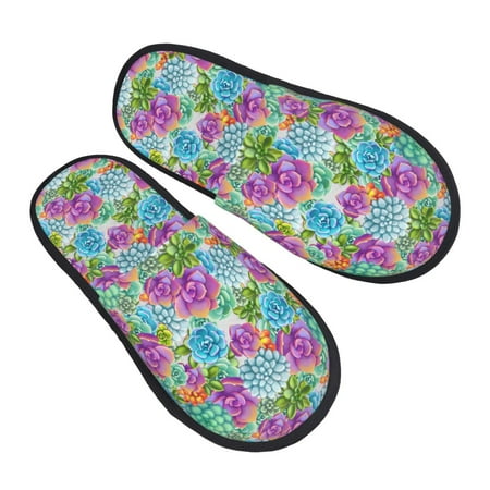 

Jgfou Succulents Print Womens Cozy Memory Foam Slippers Soft Warm Slip On House Slippers Anti-Skid Rubber Sole Creative Gifts for Women Mom Girlfriend