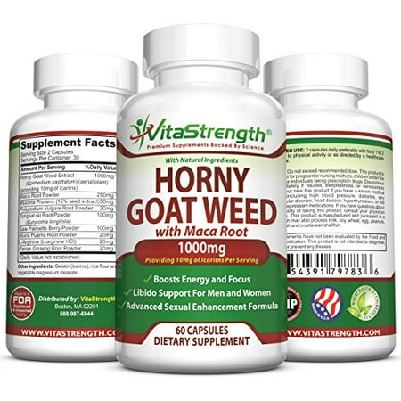 Prime Horny Goat Weed Extrait Maca Racine - masculin et féminin Herbes Enhancement naturel Libido Booster et une augmentation du désir - 1000mg Epimedium, 10mg Icariin, le ginseng, Saw Palmetto et Tongkat Ali