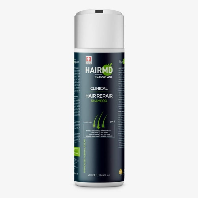 HairMD Shampooing Réparateur Clinique pour Greffe - Shampooing à la Biotine 250 ml pour la Pousse des Cheveux - Formule de Repousse Avancée - Protège le Cuir Chevelu Post-Transplantation - Réduit les Démangeaisons et les Rougeurs