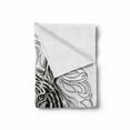 thumbnail image 2 of Tiger Soft Flannel Fleece Blanket, Black and White Abstract Design Large Feline Head Sticking out from Bundle of Leaves, Cozy Plush for Indoor and Outdoor Use, 70" x 90", Black White, by Ambesonne, 2 of 6