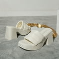 thumbnail image 2 of White Women Comfort Slippers Square Toe Open Toe High Heel Platform For Spring Summer Seasons, 2 of 7