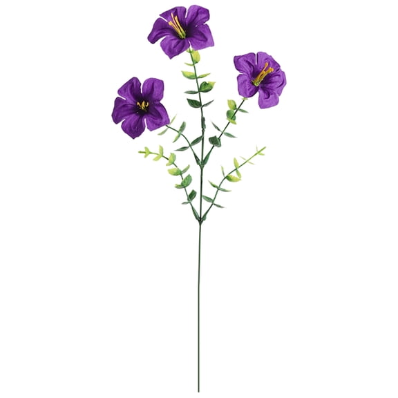 Artificial Morning Glory, Faux Trumpet Flowers for Porch Hanging Basket, Outdoor Garden Yard Decor, 13.77-Inch, Dark Purple, 1-Piece, LLLDMXY