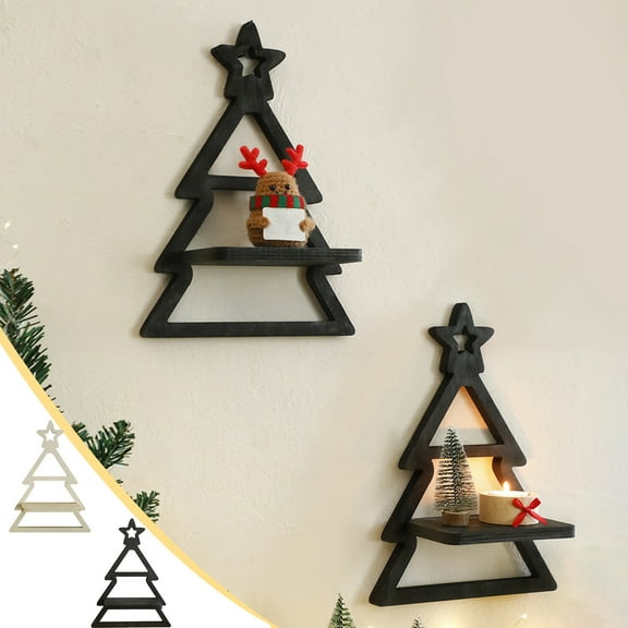Christmas Tree Wall Shelf under $5! Yannianjz Christmas Tree Wall Shelf,Wooden Wall Organizer,Holiday Decor Shelf,Bedroom Storage Solution,Wall Mount Display,Home Decor Accent,Seasonal Wall Decor