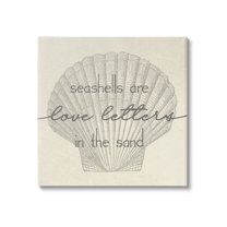 Stupell Industries Seashells are Love Letters Etched Beach Quote Drawing Canvas Wall Art, 24 x 24, Design by Daphne Polselli