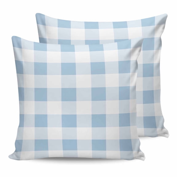 26x26 Pillow Covers Set of 2, Blue Checkered Throw Pillow Covers Decorative Couch Cushion Case, Blue White Buffalo Plaid Microfiber Square Pillowcases for Bedroom Car Living Room
