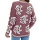 thumbnail image 4 of ICHUANYI Liquidación Moda Mujer Casual Tejer Manga Larga Impresión V-Cuello Tops Blusa Camiseta ICHUANYI WER202308232465, 4 of 6