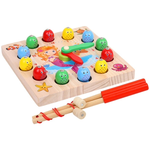 Siruishop Wooden Fishing Game Toy Early Educational Toys Motor Skills For 4 5 6 Multicolor 19.5x19.5x2cm
