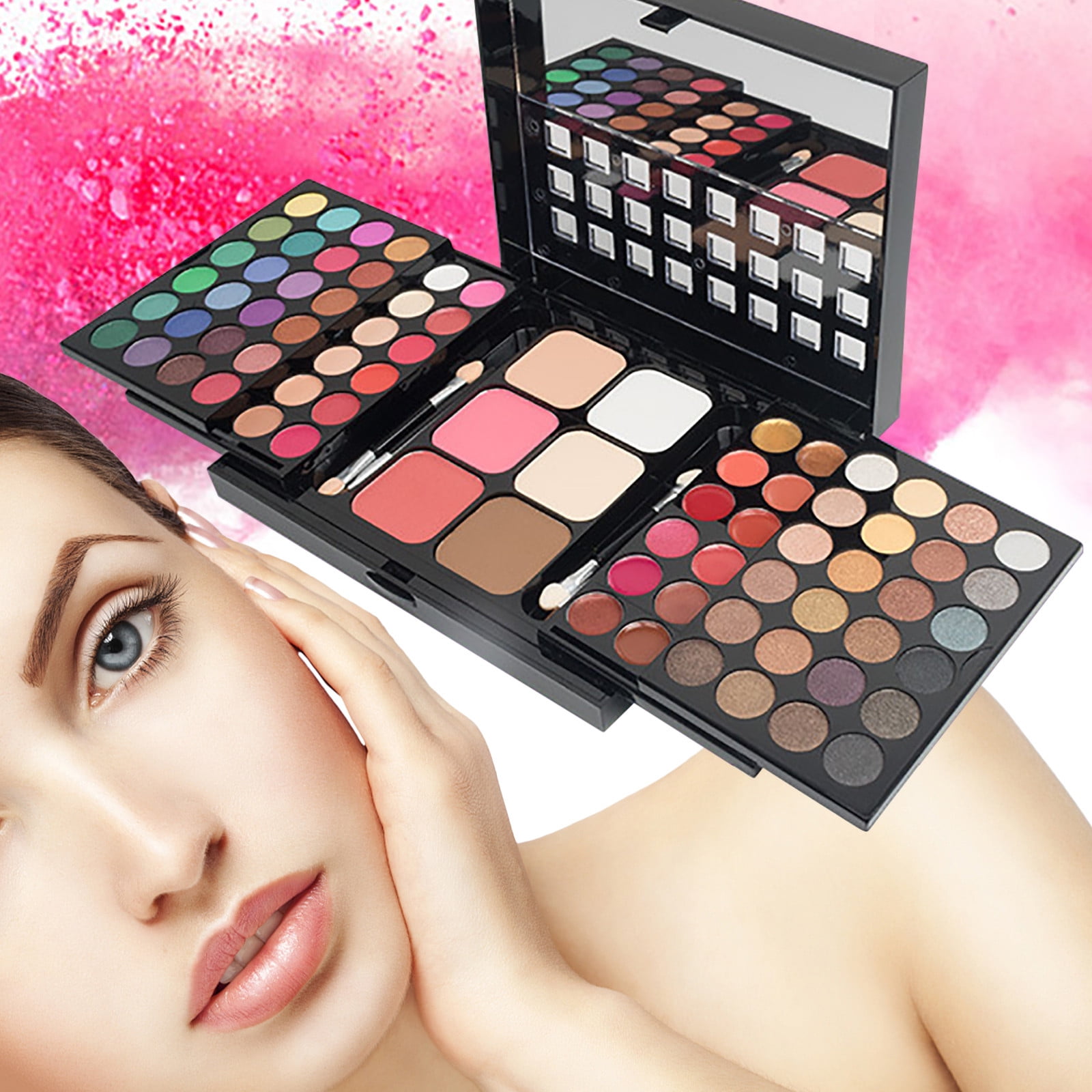 All in One Makeup Gift Kit - Ultimate Color Combination - 48 Eyeshadow, 18 Lip Gloss, 6 Concealer, 6 Contour Powder, 4 Brushes, 1 Mirror, 78 Colors Makeup Set Combination Palette for Women & Girl