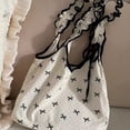 thumbnail image 3 of Bolsos de hombro LinDeJuan con estampado de lazo y volantes Y2k gran capacidad para mujer, 3 of 5
