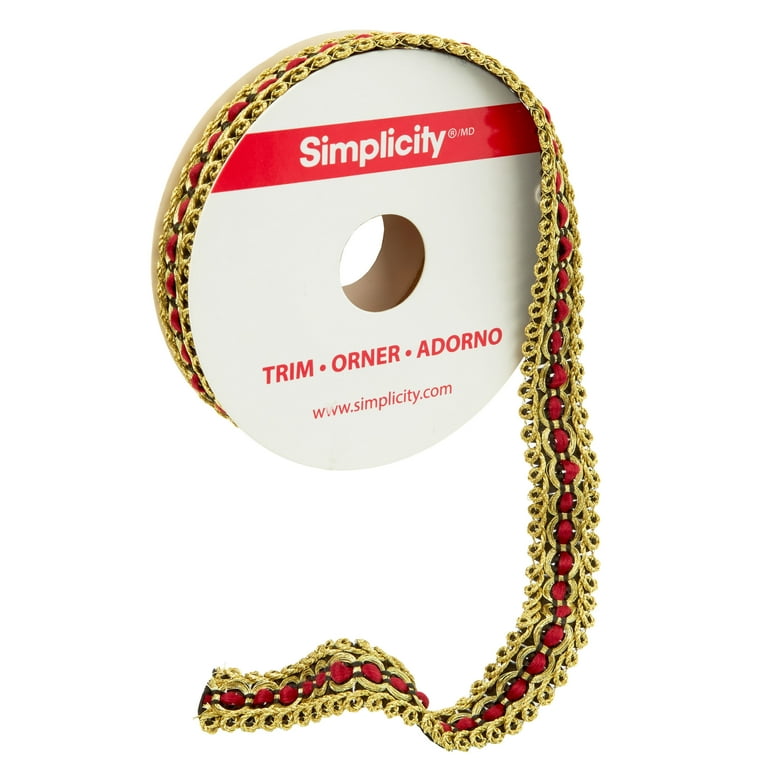 DecoPro Passamaneria Francese Gimp Treccia Color Rosso Intenso - Larghezza 1,27 Cm, Venduta A Metri (0,9 M = 91 Cm)
