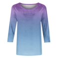thumbnail image 3 of Birdeem T-Shirt Mode Femme Imprimé Ample Manches 3/4 Blouse Col Rond Hauts Décontractés, 3 of 12
