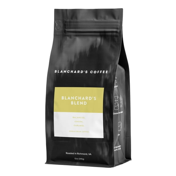Blanchard's Coffee Blanchard's Blend Whole Bean 12oz Bag Caffeinated Coffee
