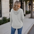 thumbnail image 6 of Sheghy Hoodies for Women Ladies Daily and Winter Long Sleeved V-neck Drawstring Knitted Loose Fitting Hooded Sweatshirt Hanging Sweatshirt Top Gray M, 6 of 8