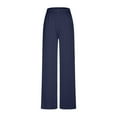 thumbnail image 4 of XFLWAM Women's Silk Satin Palazzo Pants Elastic Waist Soft Lounge Pants Casual Loose Pajama Trousers Sleepwear Pj Bottoms with Pockets Navy Blue M, 4 of 6