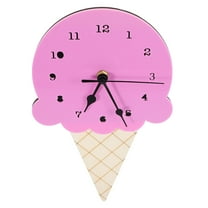 MLINS Cute Ice Cream Shaped Cartoon Wall Clock For Kids Silent Non-Ticking Clock Decorative Hanging Clock Room Wooden Clock Decorative Wall Clock