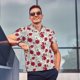 thumbnail image 4 of Fotbe Leaves And Anemone Flowers In Red Grey Camiseta Polo de Golf para Hombre con Estampado – Camisa Deportiva Transpirable con Cuello Abotonado-Medium, 4 of 6
