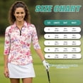 thumbnail image 7 of Uorisanigo Butterfly Flower Womens Golf Shirt Versatile Comfortable Quick Dry Athletic Polo Shirts Fashionable 3/4 Roll Sleeve Tennis Tops with Zip Up Collar Casual Daily Wear Size S, 7 of 7