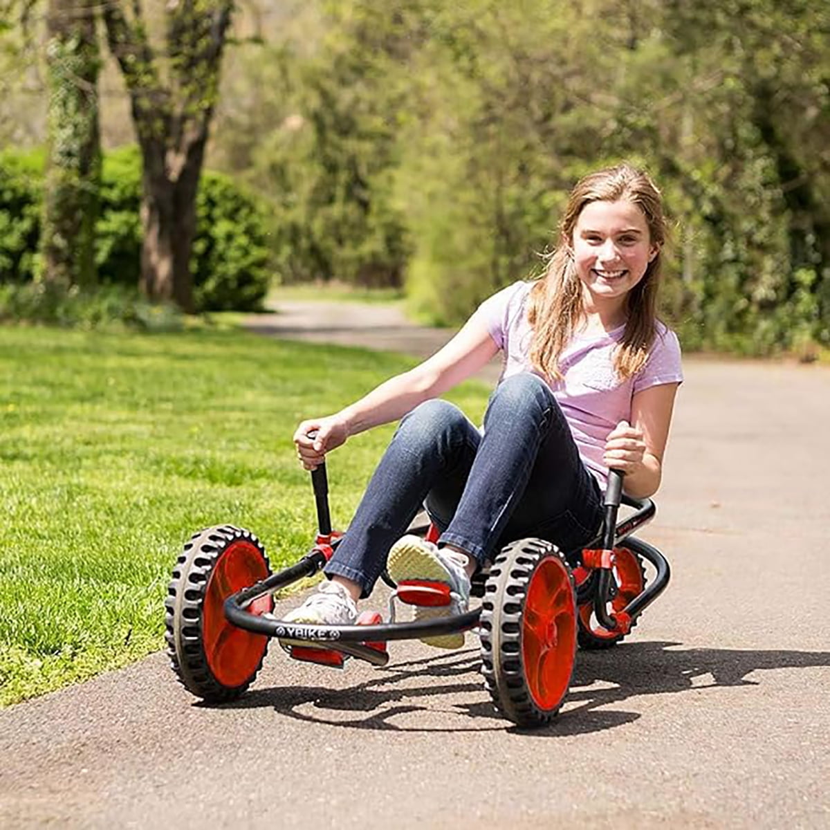 YBIKE Explorer Pedal Car, Three Wheel Go-Kart, Up to 155 lbs, Ages 5 & up - Red