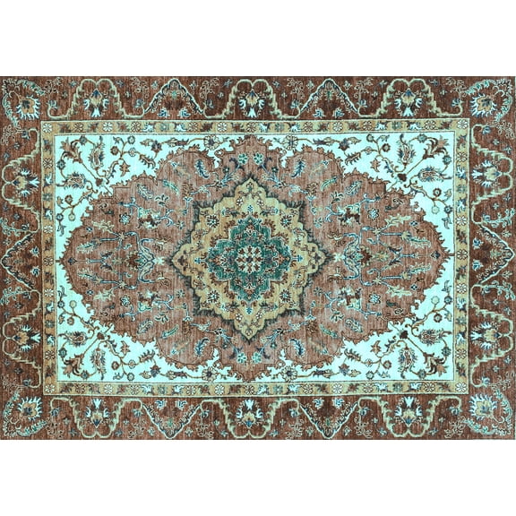 Ahgly Company Indoor Rectangle Persian Light Blue Traditional Area Rugs, 5' x 7'