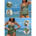 thumbnail image 4 of DOKOTOO Women's Swimsuit Tankini Tummy Control Metal Shell Two Piece Bathing Suits Padded Tankini Swimwear Green L US12-14, 4 of 11