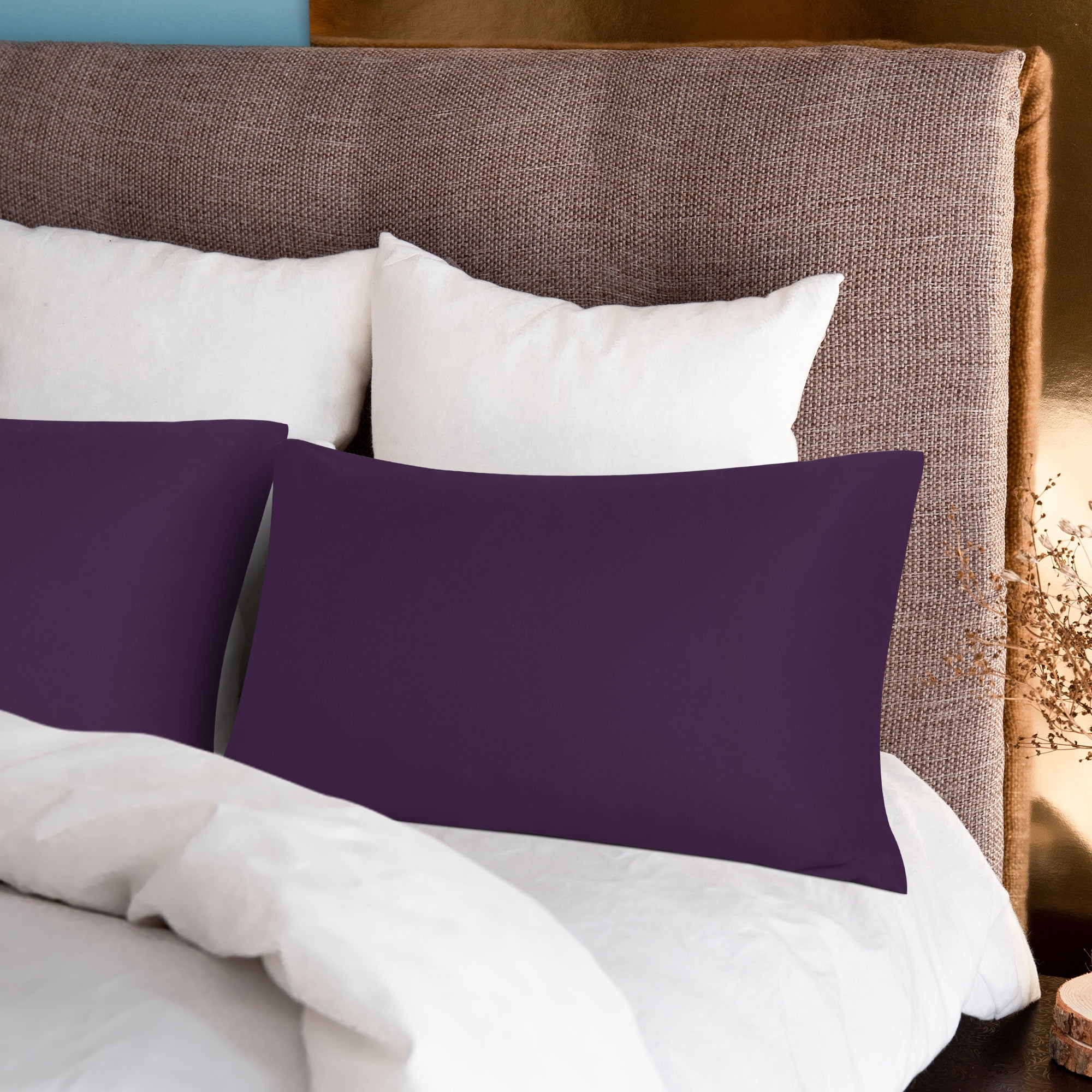 Unique Bargains 6 Piece Breathable Egyptian Cotton Pillow Case Cover Deep Purple King