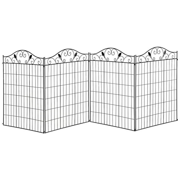 44 in. Steel Garden Fence in Black