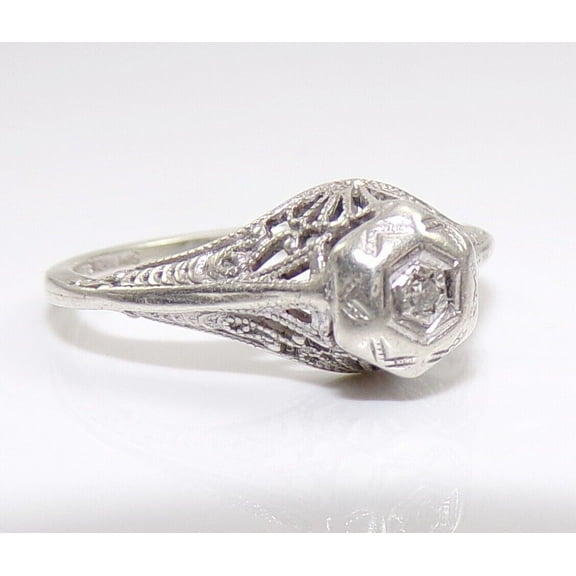 Art Deco Filigree Solitaire Engagement Rings For Women's 1.9 Ct Diamond 14K White Gold Over