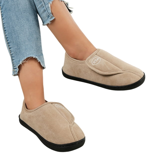 Zapatos para Sin Cordones Hombres Gamuza Antideslizante Cómodo Cálido Felpa Interior/Exterior Pies Diabéticos Hinchados