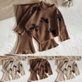 thumbnail image 2 of Enyan Toddler Baby Girl Clothes Outfit Long Sleeve Ruffle T Shirt Top Bell Bottom Pants Two Piece Fall Winter Outfits,6-9 Months, 2 of 6