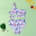 thumbnail image 2 of Mercatoo Toddler Girl 2Pcs Swimsuit Sport Butterflies Prints High Waist Bikini Set Swimwear Beach Bathing Kids Summer Swimsuit, 2 of 4