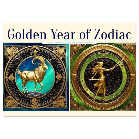 Golden Year of Zodiac (Monthly Wall Calendar 2026 11.7 x 16.5 (open)), CALVENDO 14 Month Calendar